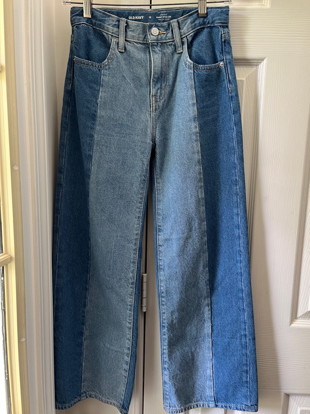 Old Navy Two-Tone high-rise baggy Wide Leg Jeans girls sz 12
